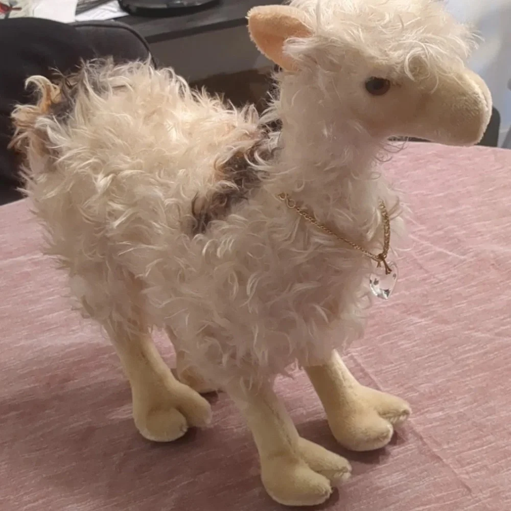vintage steiff stuffed alpaca mohair collectible, silver ear marker, one owner